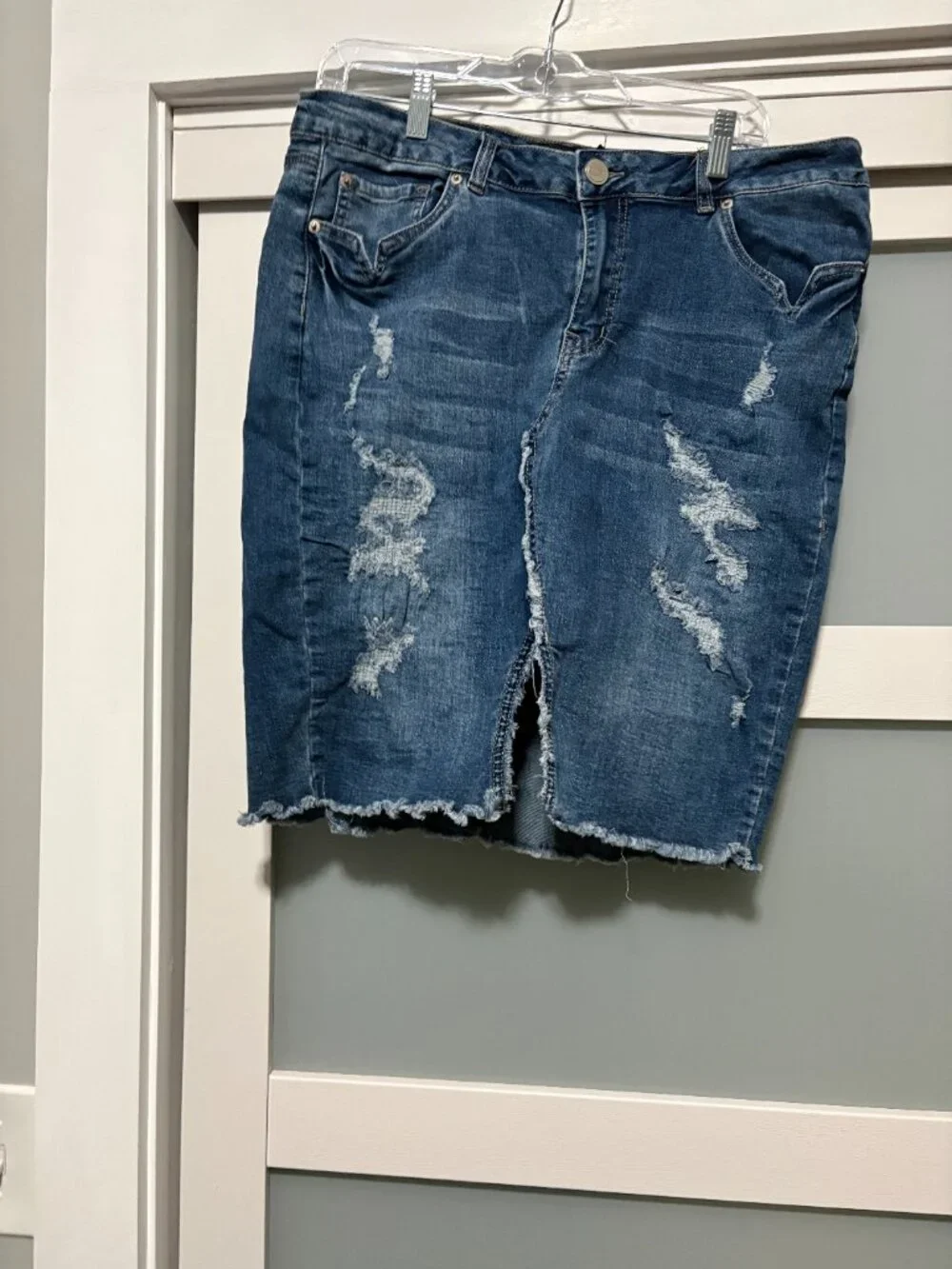 ONE5ONE One 5 One Distressed Denim Jean Skirt sz XL  EUC - Picture 2 of 3